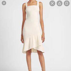 Square Neck Ruffle Wrap Midi Dress